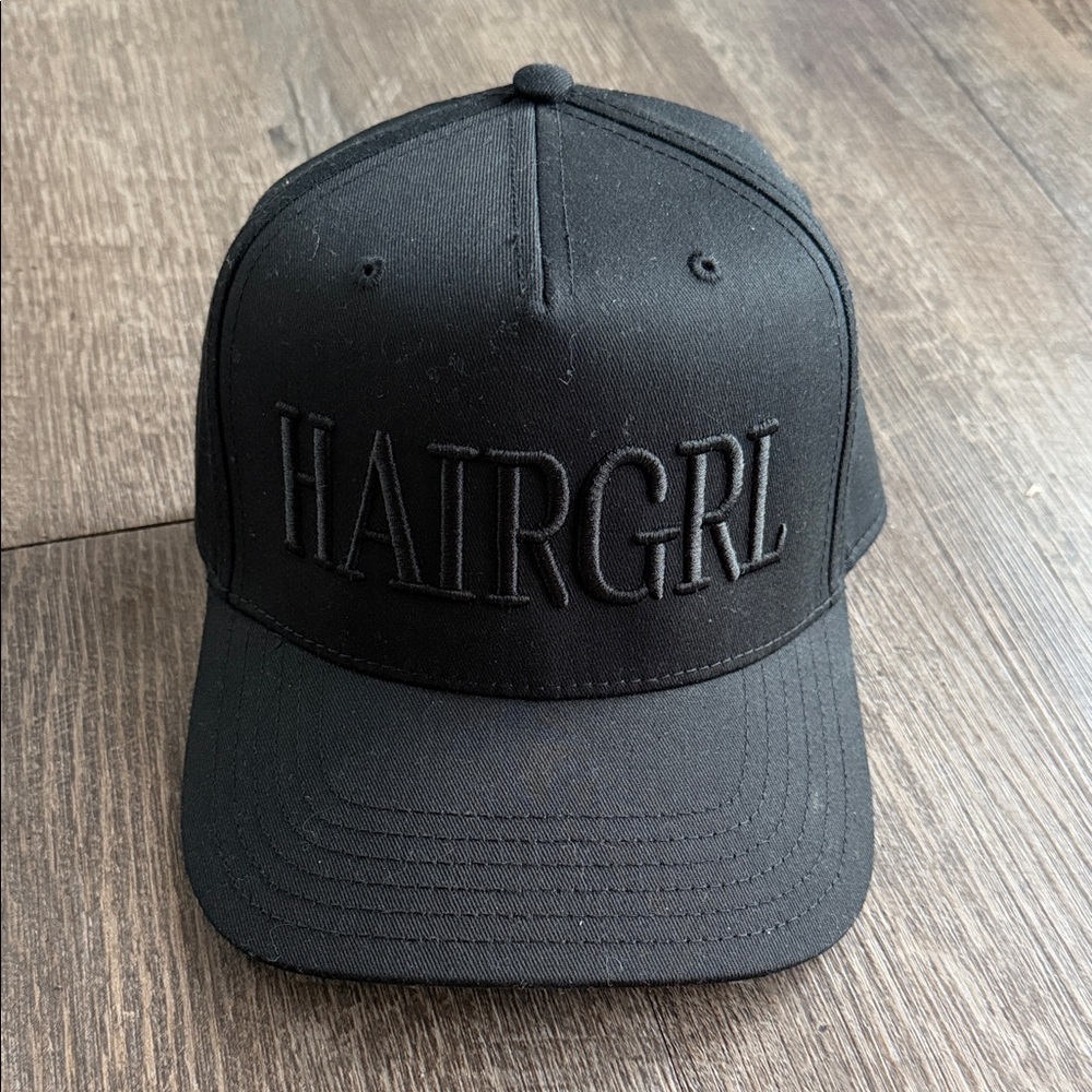 Black 'HAIRGRL' Embroidered Baseball Cap